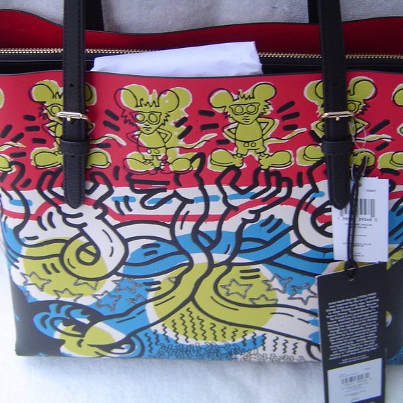 NEW AUTHENTIC COACH KEITH HARING MICKEY MOUSE MOLLIE TOTE #C6979 - Picture 3 of 14